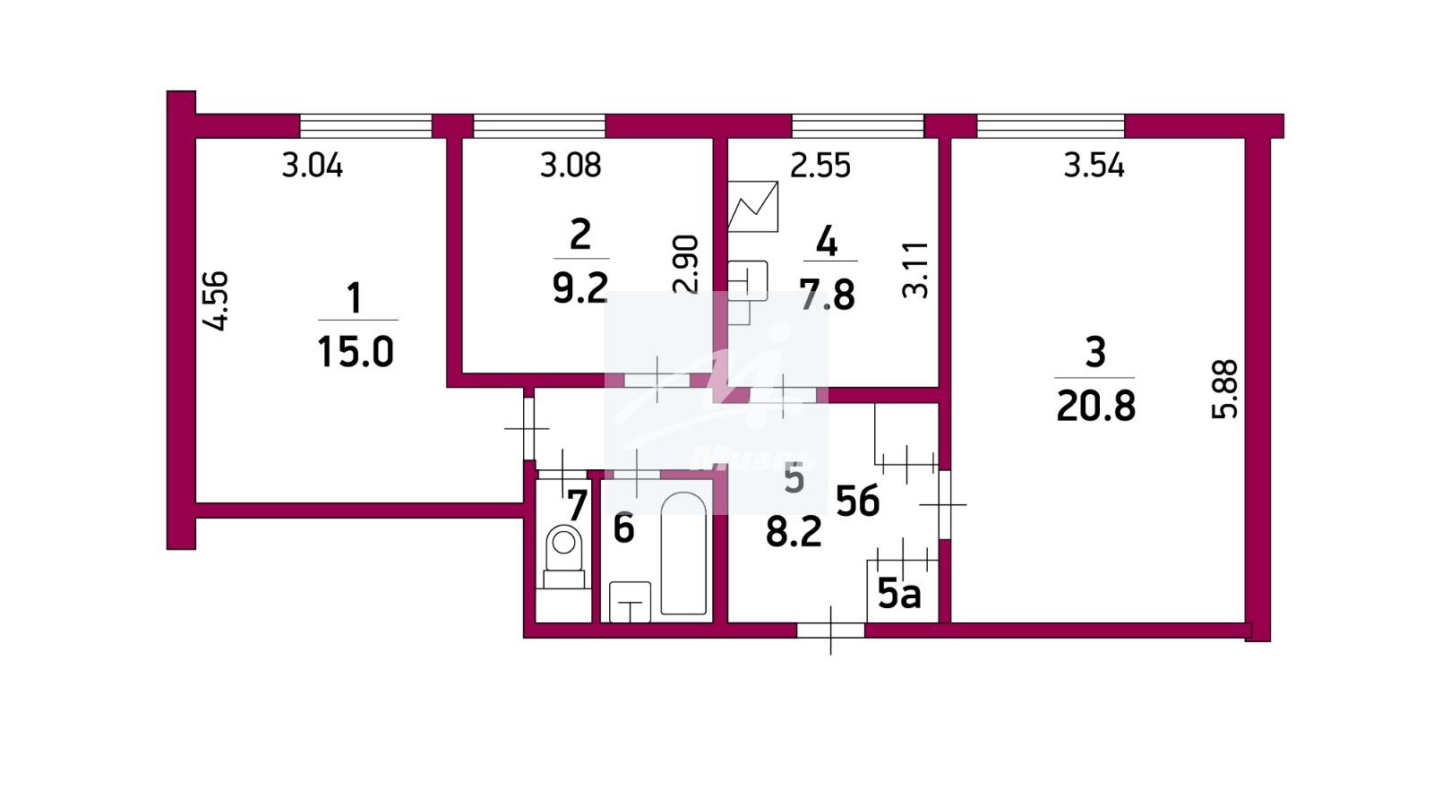 Продажа 3-комнатной квартиры 65,3 кв. м, 7/16 этаж в г. Москва, Боровский  проезд, д. 2